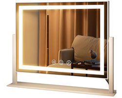 DnA® Vanity Spiegel - Hollywood Spiegel - Makeup Spiegel met LED Verlichting - Wit - 40cm x 30cm x 33cm