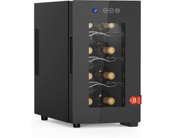 DnA® Wijnkoelkast - Wijnkoeler -Wijnklimaatkast - Wijnkoelkasten - Zwart - 52cm x 27cm x 49cm