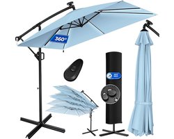 DnA® Zweefparasol Met Voet - Zweefparasol - Zweefparasols - Lichtblauw - 250cm x 250cm x 245cm
