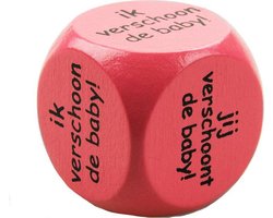 Dobbelsteen - Geboorte - Ik verschoon de baby - jij verschoont de baby (roze)