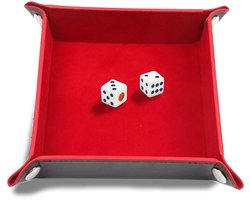 Dobbelsteenbak - Pitjesbak en Dobbelbak - Dobbelpiste - Dobbelsteenbak - Dobbelbak - Pitjesbak - Dice Tray - Rood - Kunstleer