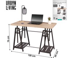 "DOCK" BUREAU MET SCHRAGEN IN ARCHITECTEN DESIGN 120X59XH75CM