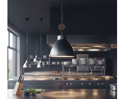 Dock Industrial Hanglamp 42x42x37 cm – Robuuste Metaal & Rubberwood Lamp – Altameubel