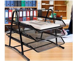 Documenten Lade Organizer - Papier Opslag - Bureau Organiseren - Stalen Mesh Constructie - A4 Formaat - Zwart