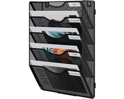 Documentenhouder Wand - Archief organizer - Papieren sorteren - Vijf vakken - 325 x 108 x 42 cm - Zwart