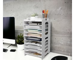 Documenthouder, A4, brievenbak, 10 opbergvakken, pvc, bureau, bestand organizer, papierhouder, archiefopslag, opbergsysteem, documentenhouder voor kantoor, werkkamer, school, kantoor