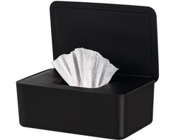 Doekjeshouder - Tissue Houder - Opbergbox met deksel - Waterdichte Vochtige doekjes opbergdoos - Vochtig Toiletpapier Houder - Billendoekjesdoos - Wipe Doekjesverdeler - Billendoekjes Houder - Tissue Box - Geschikt voor Vochtig Toiletpapier - Zwart