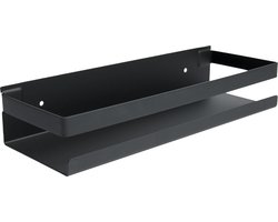 DOESS Doucherek- Douchemand- Badkamerrek-Badkamer Organiser-Rekje Voor In De Douche- Badkamer Plank- RVS Doucherek- Rekje Voor Shampoo-Douchemand Zonder Boren- Rechthoekig Doucherek- Inclusief Montagemateriaal (30 CM, Zwart)