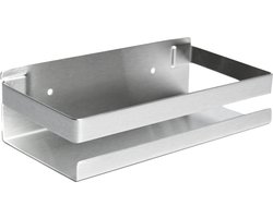 DOESS Doucherek- Douchemand- Badkamerrek-Badkamer Organiser-Rekje Voor In De Douche- Badkamer Plank- RVS Doucherek- Rekje Voor Shampoo-Douchemand Zonder Boren- Rechthoekig Doucherek- Inclusief Montagemateriaal (20 CM, Zilver)