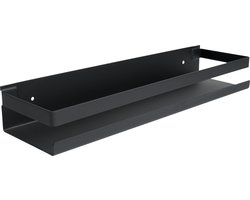 DOESS Doucherek- Douchemand- Badkamerrek-Badkamer Organiser-Rekje Voor In De Douche- Badkamer Plank- RVS Doucherek- Rekje Voor Shampoo-Douchemand Zonder Boren- Rechthoekig Doucherek- Inclusief Montagemateriaal (50 CM, Zwart)