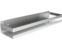 DOESS Doucherek- Douchemand- Badkamerrek-Badkamer Organiser-Rekje Voor In De Douche- Badkamer Plank- RVS Doucherek- Rekje Voor Shampoo-Douchemand Zonder Boren- Rechthoekig Doucherek- Inclusief Montagemateriaal (50 CM, Zilver)