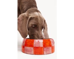 Dogguo Block Dogbowl Oranje&Pink - Hondenvoerbak - Ø17x7 cm Kleine Honden