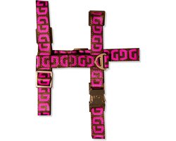 Dogguo Dg Harness Bruin&Pink - Hondentuig - L 40-67/62-102x2.5 Cm