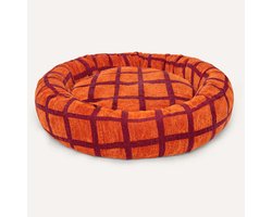 DOGGUO® Donut Hondenmand - M 75x75 cm - Orthopedisch Hondenkussen - Honden Kussen voor Hond - Zachte Hondenbed met Rand - Wasbare Hoes - Memory Foam - Dog Bed - Coussin Chien - Bordeaux Oranje
