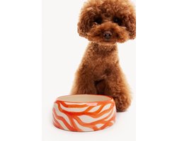 Dogguo Heart Dogbowl Oranje&Beige - Hondenvoerbak - Ø20x9 cm Grote Honden