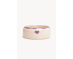 Dogguo Heart Dogbowl Paars&Beige - Hondenvoerbak - Ø17x7 cm Kleine Honden