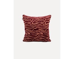 DOGGUO® Luxe Sierkussens - 50x50 cm - Kussens Woonkamer - Decoratie en Bank Kussen voor Binnen - Afneembare Hoes - Jacquard Stof - Retro Print Bordeaux Perzik
