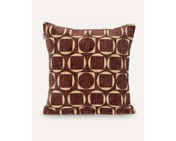 DOGGUO® Luxe Sierkussens - 50x50 cm - Kussens Woonkamer - Decoratie en Bank Kussen voor Binnen - Afneembare Hoes - Jacquard Stof - Retro Print Bruin Geel