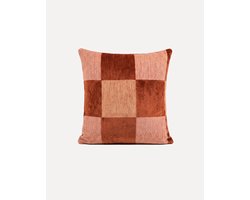 DOGGUO® Luxe Sierkussens - 50x50 cm - Kussens Woonkamer - Decoratie en Bank Kussen voor Binnen - Afneembare Hoes - Jacquard Stof - Retro Print Bruin Beige Perzik