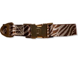 Dogguo Zebra Collar Brown - Hondenhalsband - 28-40 cm