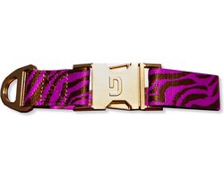Dogguo Zebra Collar - Hondenhalsband - Paars&Bruin 42-68 Cm