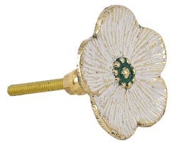Doing Goods Knop - Faye Flower - Wit Messing