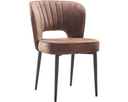 DOK 2 Exclusive Bo Eetkamerstoel - Oranje - Velvet - Stoel - Normale eetkamerstoel