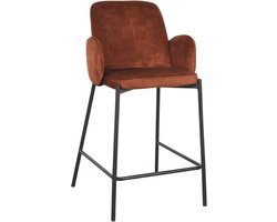 DOK 2 Jari Barkruk - Oranje - Velvet - Zithoogte 65 - Kruk - - Met Armleuning