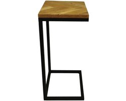 Dok Home bijzettafel Fishbone - 38x30x65 - Naturel/zwart - Eiken/met