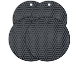 Dolaso 4 stuks set van silicone cup mat-hittebestendig-vaatwasser veilig-anti-slip pot mat-geschikt voor keuken en eettafel-ronde pot mat-3 x 18 cm