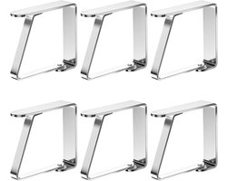 Dolaso 6 stuks grote tafelkleem roestvrij staal flexibele verwijderbare tafelkleem tafelkleem tafelkleem tafelkleem tafelkleem geschikt voor tuintafel restaurant huishoudelijke eettafel
