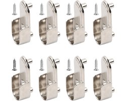Dolaso 8 stuks set ovale kast staaf einde houder-15mm x 30mm gepolijst satijn nikkel-zink legering kast houder-zware single-hole staaf aansluiting-met dubbele achterwaarts 5mm spijkers-geschikt voor 15x30mm ovale staaf