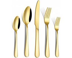 Dolaso Roestvrijstalen servies set,10 stuks roestvrijstalen plat servies gouden zilveren set inclusief mes / vork / lepel (goud)