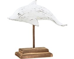 Dolfijn decoratie Albasia Maritieme houten decoratie wit 28×6,5×26cm