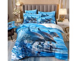 Dolfijnen Eenpersoons Beddengoed - Dolfijn - Dekbed - Jongens Meisjes - Kinderkamer - Dekbedovertrek - Met Ritssluiting - Zacht - Microvezel - 140x200cm