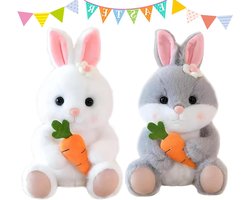 Dolle wortelkonijn pluche dieren - Set van 2 pluche poppen - Konijn wortel pluche dieren voor feestjes en tafeldecoratie - Stijlvol design