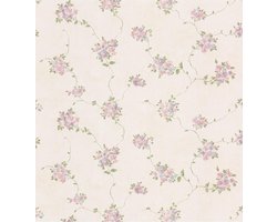 Dollhouse 3 Floral Trail roze/paars  behang (vlakvinyl, beige)