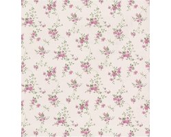Dollhouse engelse bloemen behang (vlakvinyl, wit oudrose)