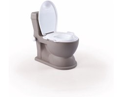 Dolu XL Educatief Potje Oefen kinder WC- Steengrijs - Rugleuning en antislip randjes - Doortrekgeluid - Uitneembare binnenkant