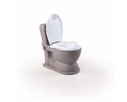 Dolu XL Educatief Potje - Steengrijs - Rugleuning en antislip randjes - Doortrekgeluid - Uitneembare binnenkant