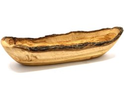 D.O.M. Brood- en Serveerschaal van Olijfhout met Rustieke Rand 35-39 cm – Unieke Natuurlijke Schaal voor Brood Groenten en Snacks