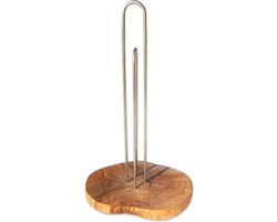 D.O.M. - Design Keukenrolhouder - Olijfhout en Roestvrij Staal - Stijlvol, Modern & Praktisch