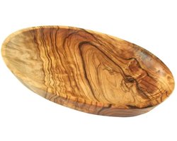 D.O.M. Grote Ovalen Olijfhouten Snackschaal - Handgemaakte Duurzame Kom 19 cm