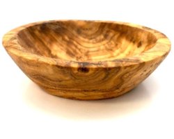 D.O.M. Kleine Ronde Snack- en Dip Schaal Ø 8 cm – Handgemaakt van Olijfhout