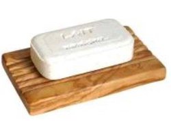 D.O.M. Luxe Olijfhouten Zeephouder met Ribbels – Waterbestendig & Duurzaam