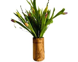 D.O.M. Luxe Vaas Florentine uit Olijfhout - Handgemaakte Bloemenvaas in Landhuisstijl