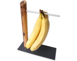 D.O.M. Olijfhouten Bananen- en Druivenhouder – Handgemaakte Duurzame Fruitstandaard voor Langere Versheid