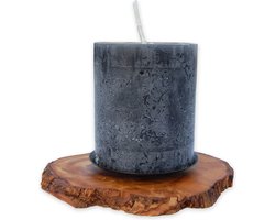 D.O.M. RUSTICO Olijfhouten Kandelaar - Rustieke Sfeer & Stijlvolle Kaarshouder| Geschikt voor Stompkaarsen 68mm