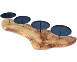 D.O.M. Rustieke Kandelaar van Olijfhout – Stijlvolle Kaarsenhouder - Natuurlijk Design