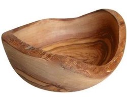D.O.M. Serveer- en Snackschaal RUSTIEK Rond (ca. 14 cm) van Olijfhout - Handgemaakt